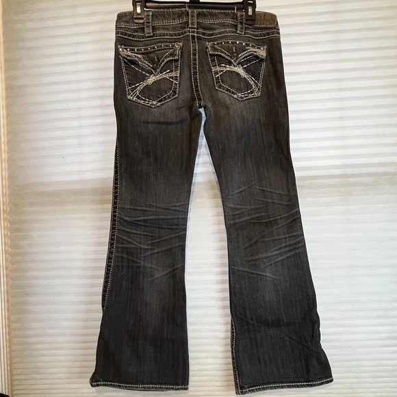 SILVER FRANCIS LOW RISE BOOTCUT BLACK FADED WASH JEANS Size 29x28 NWOT - Picture 3 of 9